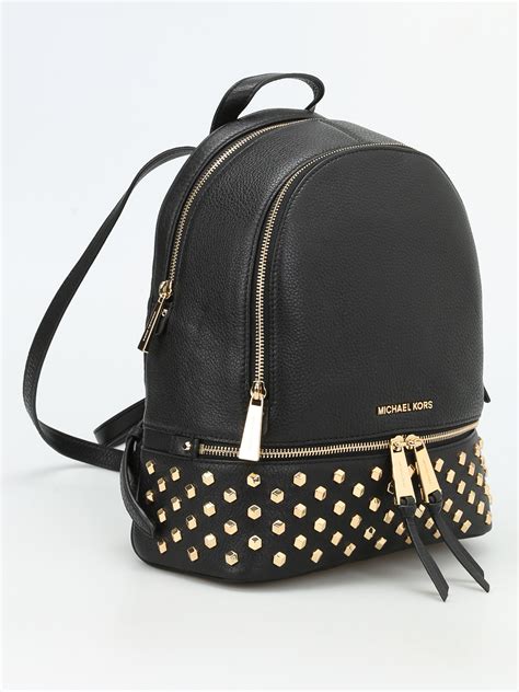 michael kors rhea large gold backpack|Michael Kors rhea studded backpack.